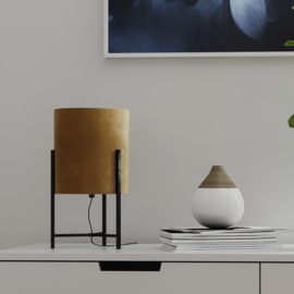 By Rydéns tafellamp Honey, zwart met goude kap incl. led bron