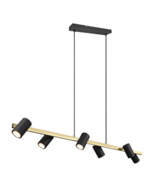 Trio lighting hanglamp Marley, 6-lichts zwart - goud