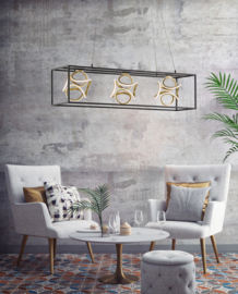 Fischer & Honsel hanglamp Gesa led, 3-lichts zwart met goldleaf incl. touch dimmer