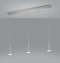 Helestra  hanglamp Flute led, 3-lichts nikkel