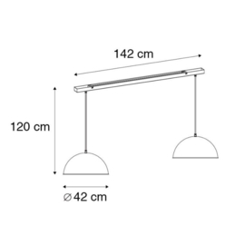 Qazqa hanglamp Magnax, 2-lichts mat zwart-goldleaf