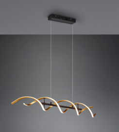 Hanglamp Sequence led, goud - zwart met switch dimmer