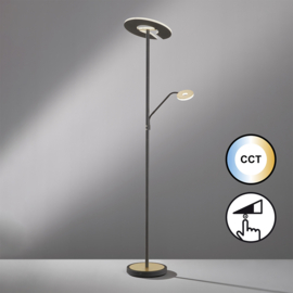 Fischer  & Honsel vloerlamp Dent led, 2-lichts zwart-goldleaf