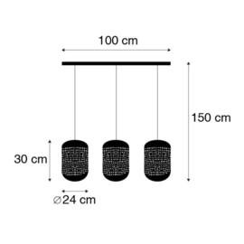Qazqa hanglamp Kaylight, 3-lichts zwart met messing