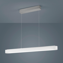 Helestra  hanglamp Bora led, mat nikkel met witte kap 100 cm