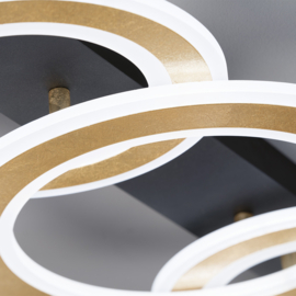 Fischer & Honsel plafondlamp Circle led, zwart-goldleaf incl. afstandsbediening