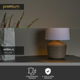 Lucide AMBALA - Tafellamp - Ø 45 cm - 1xE27 - Naturel