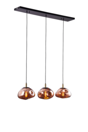 Hanglamp Rodewolk 300, 3-lichts balk met amber glas