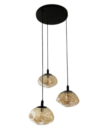 Light trend hanglamp Amberwolk 300, 3-lichts met amber kleur glas