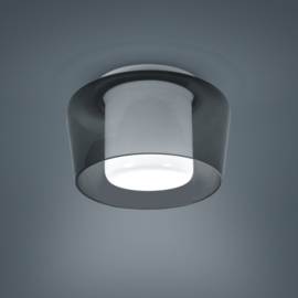 Plafondlamp Canio, rook - wit glas