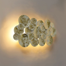 Qazqa wandlamp Hikina, 2-lichts goud-wit