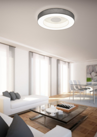 Helestra plafondlamp Lomo led,  mokka stoffen kap 65 cm