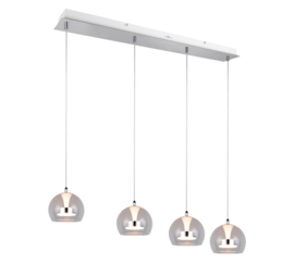 Trio lighting hanglamp Flynt led, 4-lichts transparant glas