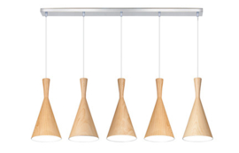 Linea verdace hanglamp Clessidra , 5-lichts light wood