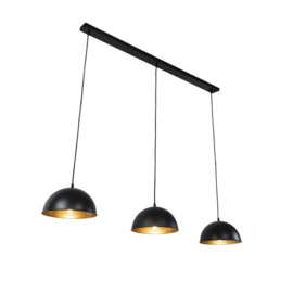 Qazqa hanglamp Magnax, 3-lichts mat zwart-goldleaf