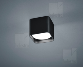 Plafondlamp Dora led, mat zwart met gesatineerd glas