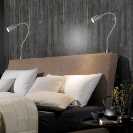 Fischer & Honsel wandlamp Flex led, mat nikkel met push dimmer