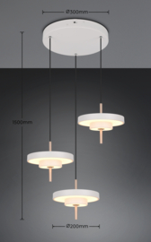 Trio lighting hanglamp Keaton led, 3-lichts warm grijs