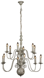 Linea verdace hanglamp Brugge, 6+6-lichts grey-taupe