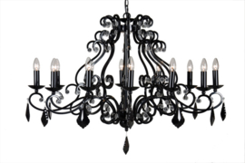 Linea verdace hanglamp Barozzi S, 12-lichts glossy zwart