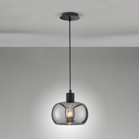 Fischer&honsel hanglamp Dima, zwart-rookglas 22 cm