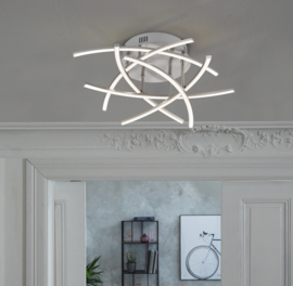 Fischer & Honsel plafondlamp Cross led, mat nikkel