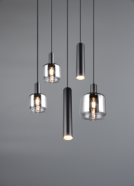 Trio lighting hanglamp Mataro, 5-lichts zwart