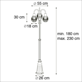 Qazqa buiten vloerlamp Guardado, 3-lichts zwart