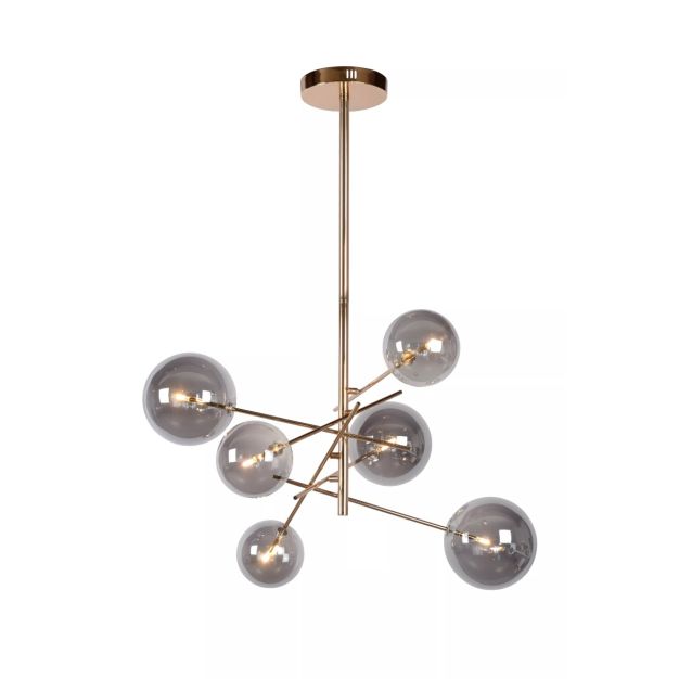 Lucide hanglamp Alara led, 6-lichts goud-fume