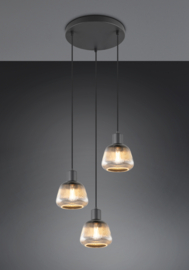 Trio lighting hanglamp Tafira, 3-lichts zwart rond