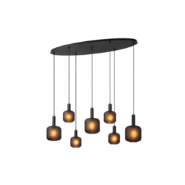 Lucide hanglamp Eloise, 7-lichts met antraciet glas