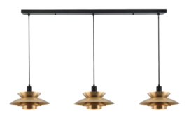 Freelight hanglamp Muschio,  3-lichts balk zwart-brons