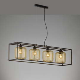 Fischer&honsel hanglamp Caydo, 4-lichts zwart-goud