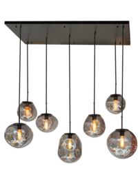 Light trend hanglamp Din ei, 7-lichts met smoke glas