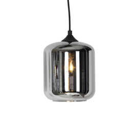 Qazqa hanglamp Wallace, zwart met smoke glas