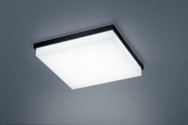 Plafondlamp Cosi led, 31,5 cm vierkant mat zwart en gesatineerd glas IP30
