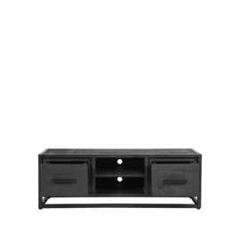 Tv- meubel Chili, zwart mangohout zwart metaal