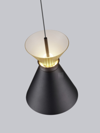 Helestra  hanglamp Luk led, 1-lichts zwart - goud-aluminium + satijn acrylglas