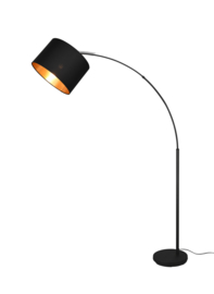 Trio lighting vloerlamp Bolivia, zwart met organza zwarte stoffen kap