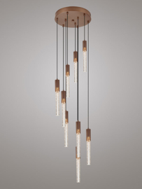 Light trend hanglamp Kiki, 9-lichts brons rond