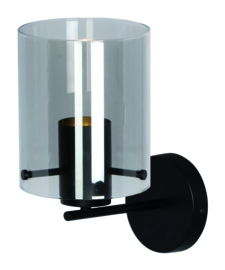 Freelight wandlamp Interno, zwart met smoke glas