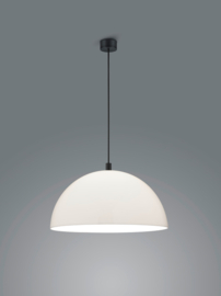 Helestra  hanglamp Doro , mat zwarte pendel met witte acryl kap 50 cm