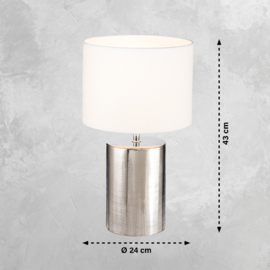 Fischer & Honsel  tafellamp Prata, antiek zilver met witte kap