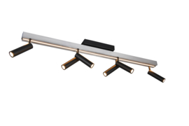 Trio lighting plafondspot  Zeno led, 6-lichts geborsteld aluminium-zwart