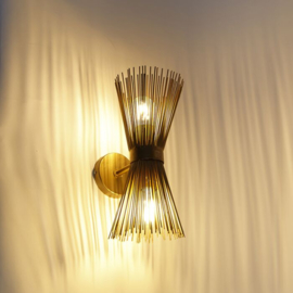 Qazqa wandlamp Broom, 2-lichts goud
