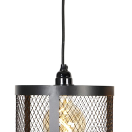 Qazqa hanglamp Cage Robusto 3-lichts zwart met hout