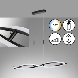 Fischer&honsel hanglamp Torcido led, zwart incl. afstandsbediening