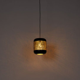 Qazqa hanglamp Kaylight, 1-lichts zwart met messing rond
