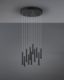 Trio lighting hanglamp Tubular led, 11-lichts zwart rond