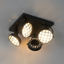 Qazqa plafondspot  Tamina led, 4-lichts zwart